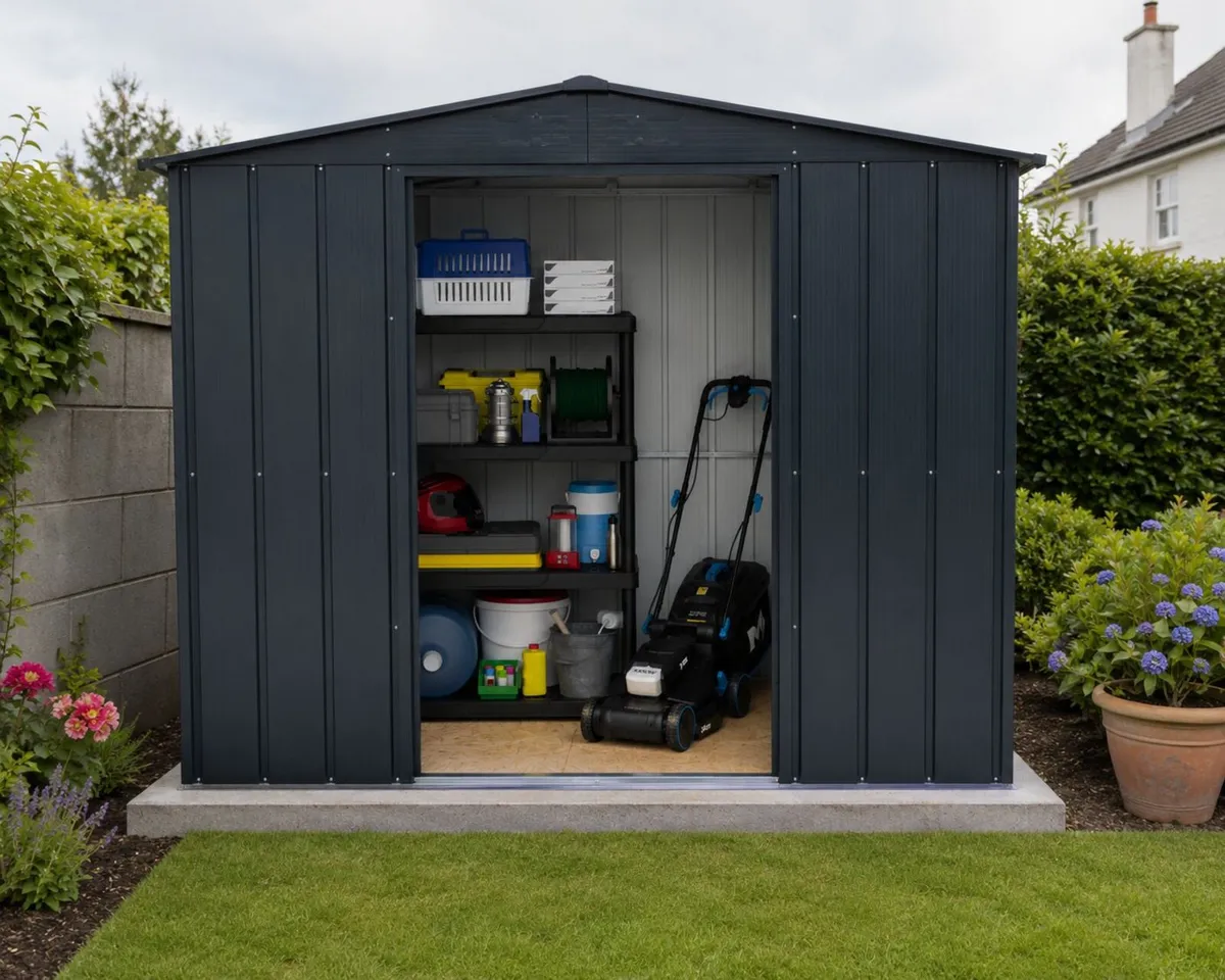 8×6 TOP Titan Steel Garden Shed – Grey - Image 1