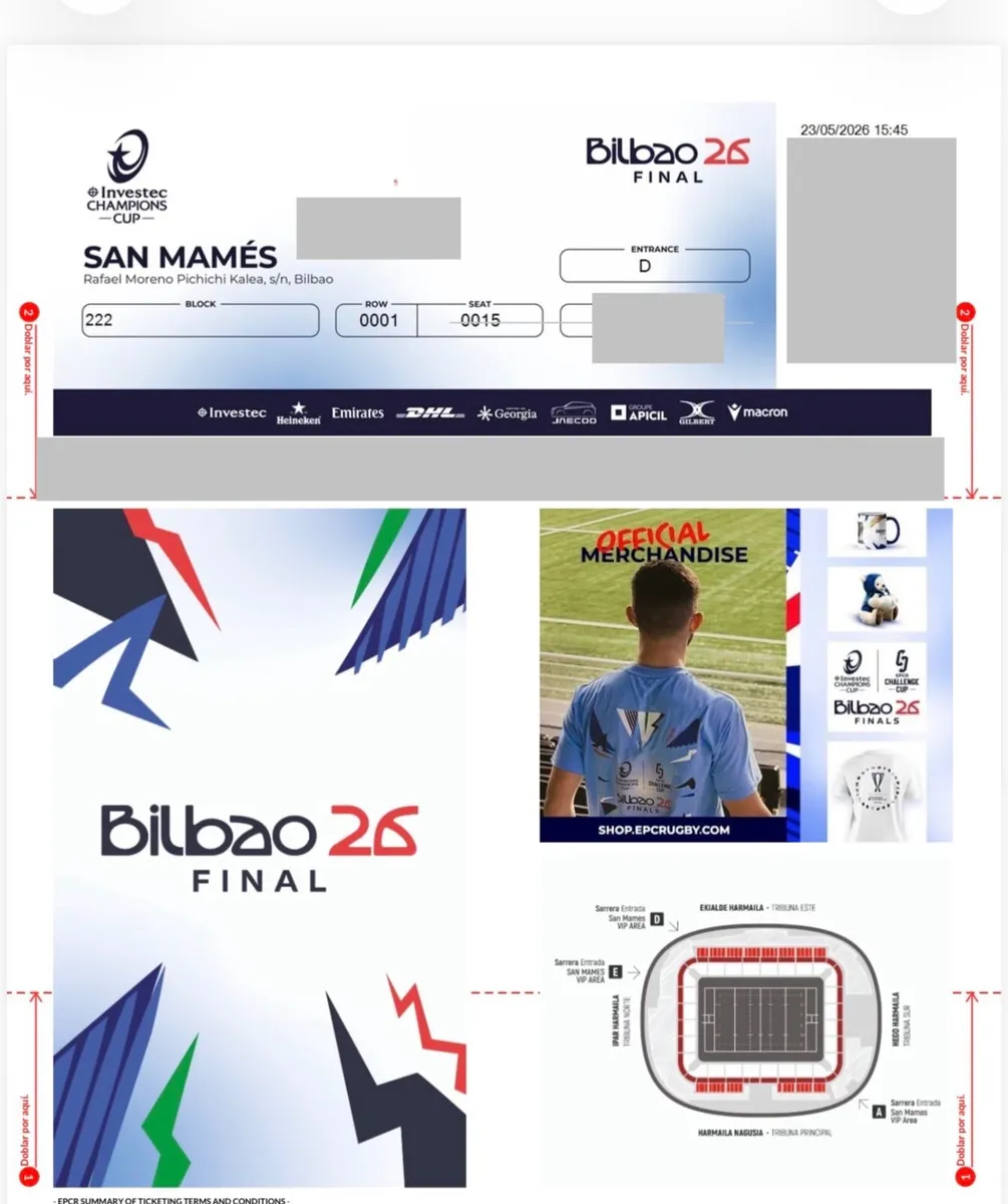 FACE VALUE  2 VIP Champions Cup Final Tickets - Image 2