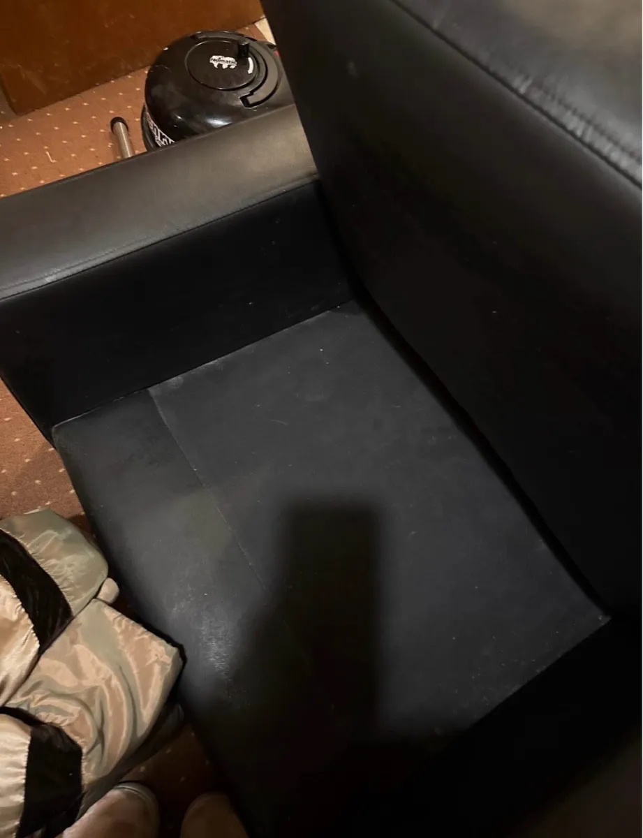 2 Black Leather / Faux Leather Armchairs - Image 1