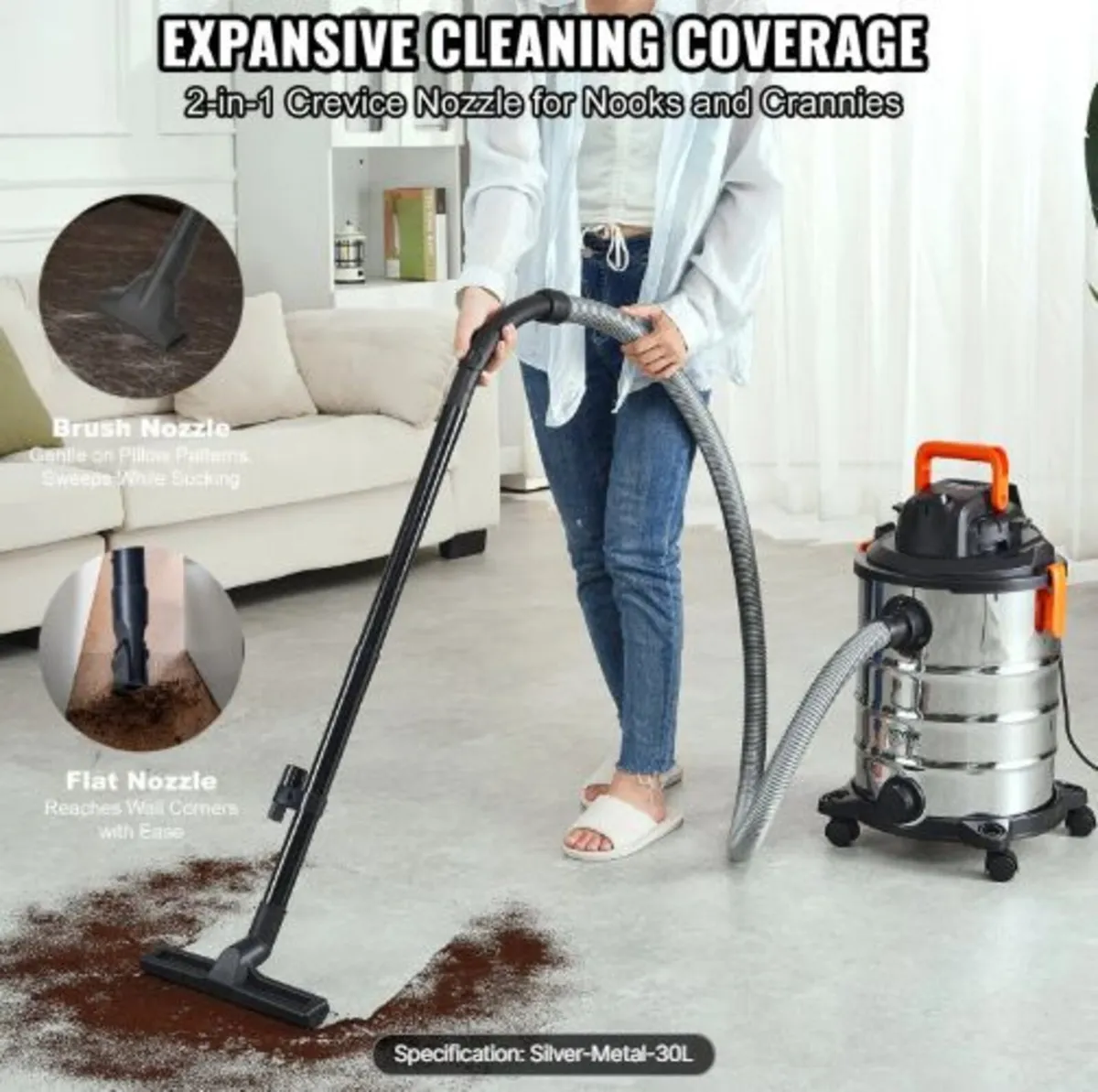 Stainless Steel Wet Dry Shop Vacuum, 8 Gallon 6 - Image 3