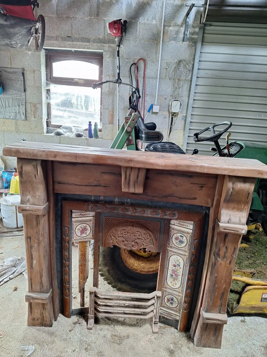 Oak fireplace insert and grate - Image 1