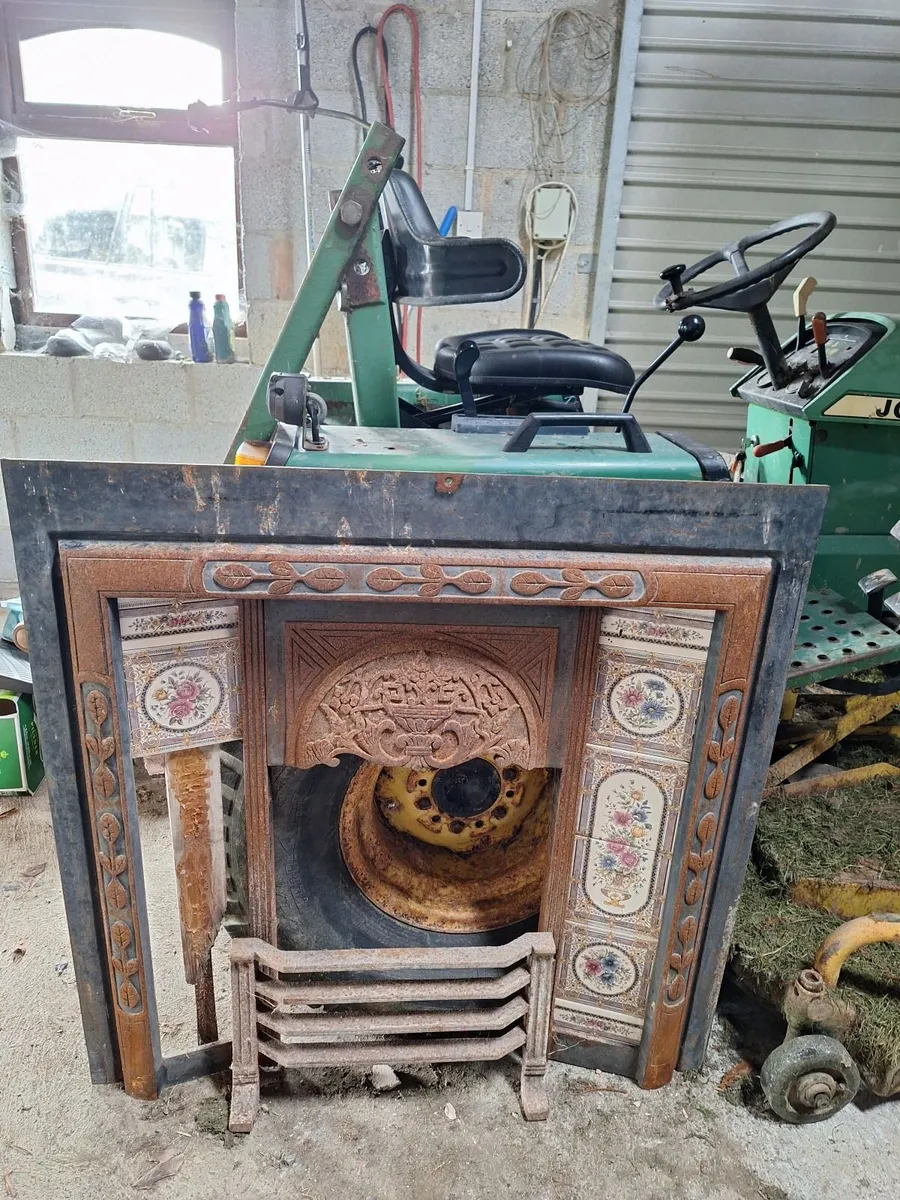 Oak fireplace insert and grate - Image 3