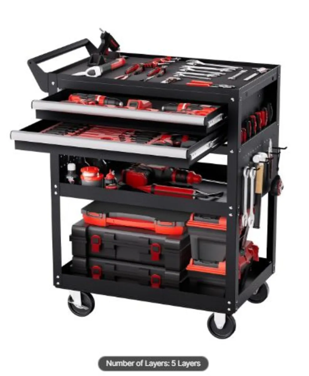 5-Tier Tool Cart with Wheels,400lbs Load Capacity - Image 1