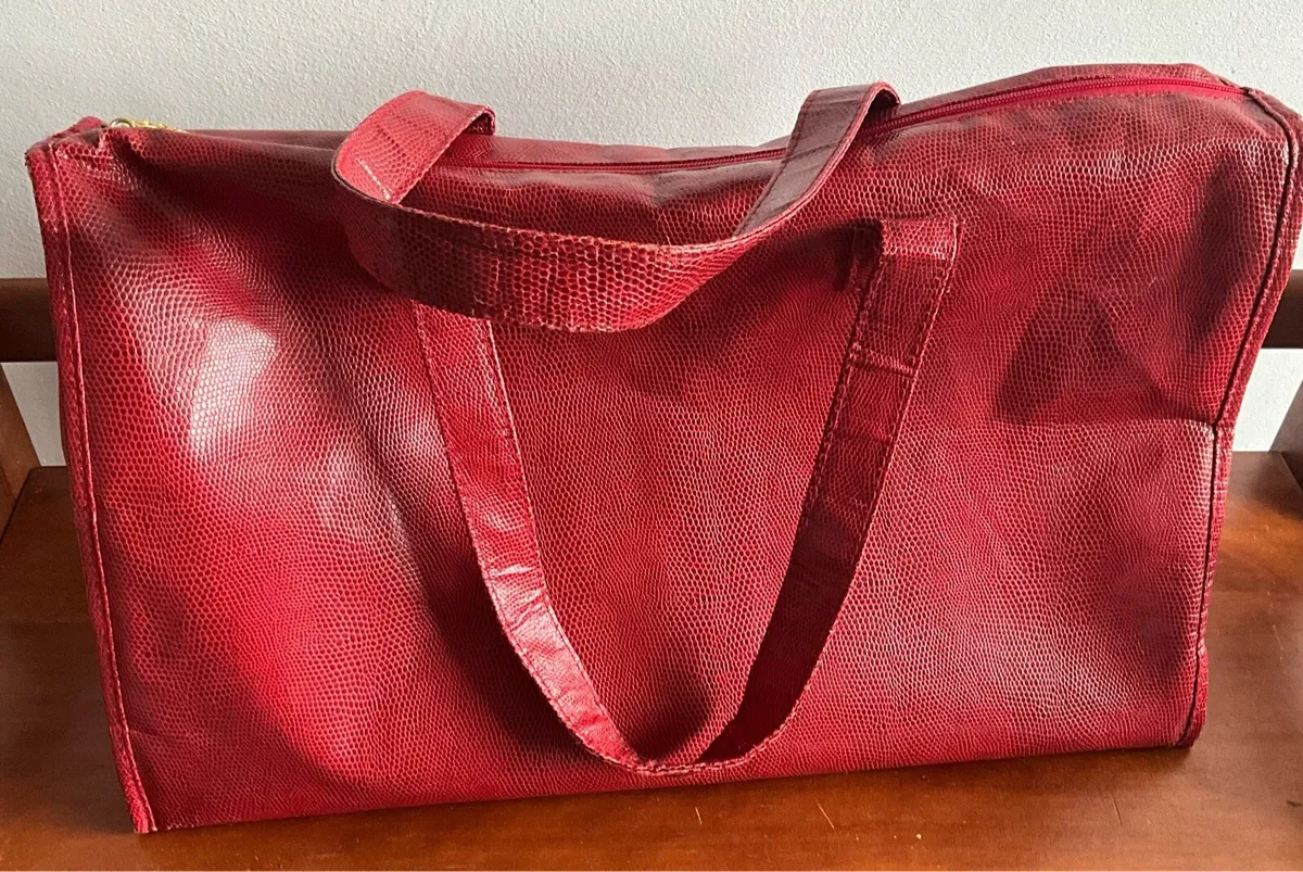 Vintage ESTER LAUDER Red Vinyl Tote Shopper - Image 4