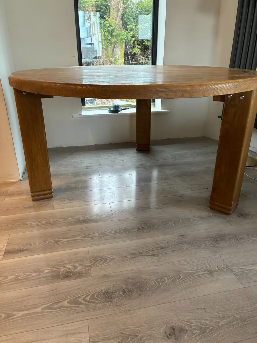 Solid Oak Round Dining Table - Image 2