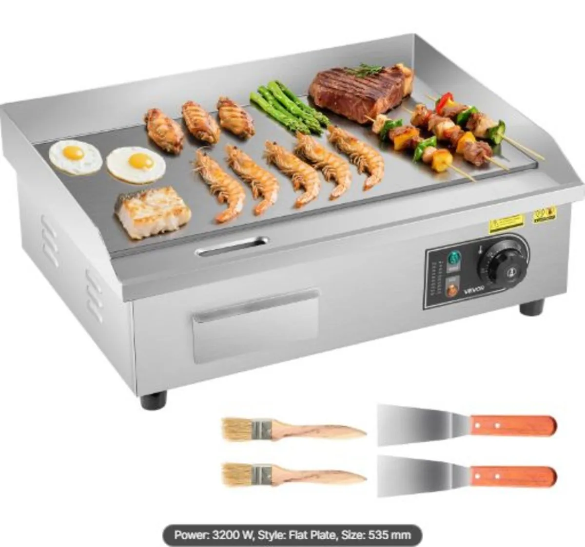 Commercial Electric Griddle, 535 x 300 mm, 3200W, - Image 1