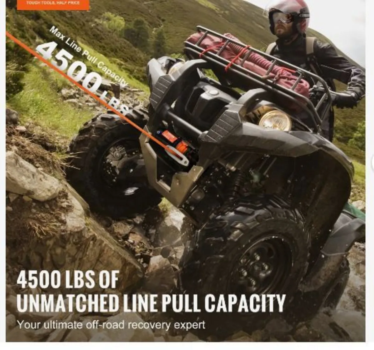 Electric Winch ATV UTV 2041.2 kg Synthetic - Image 3