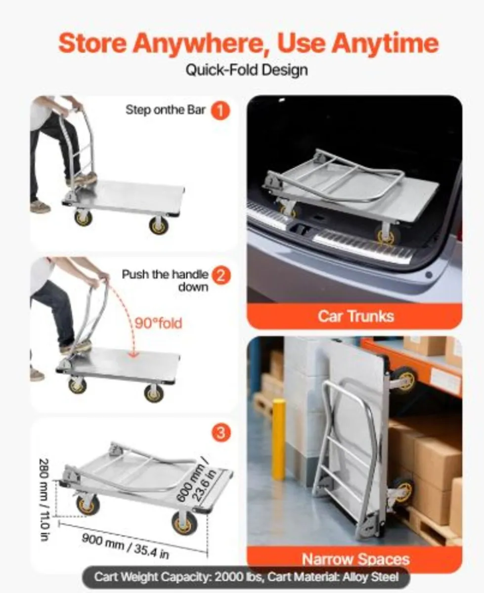 Platform Truck, 907.18 kg Capacity, Heavy Duty - Image 2