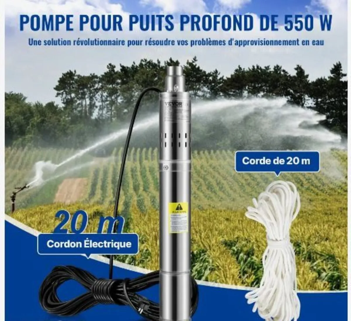 Deep Well Submersible Pump, 550W - Image 3