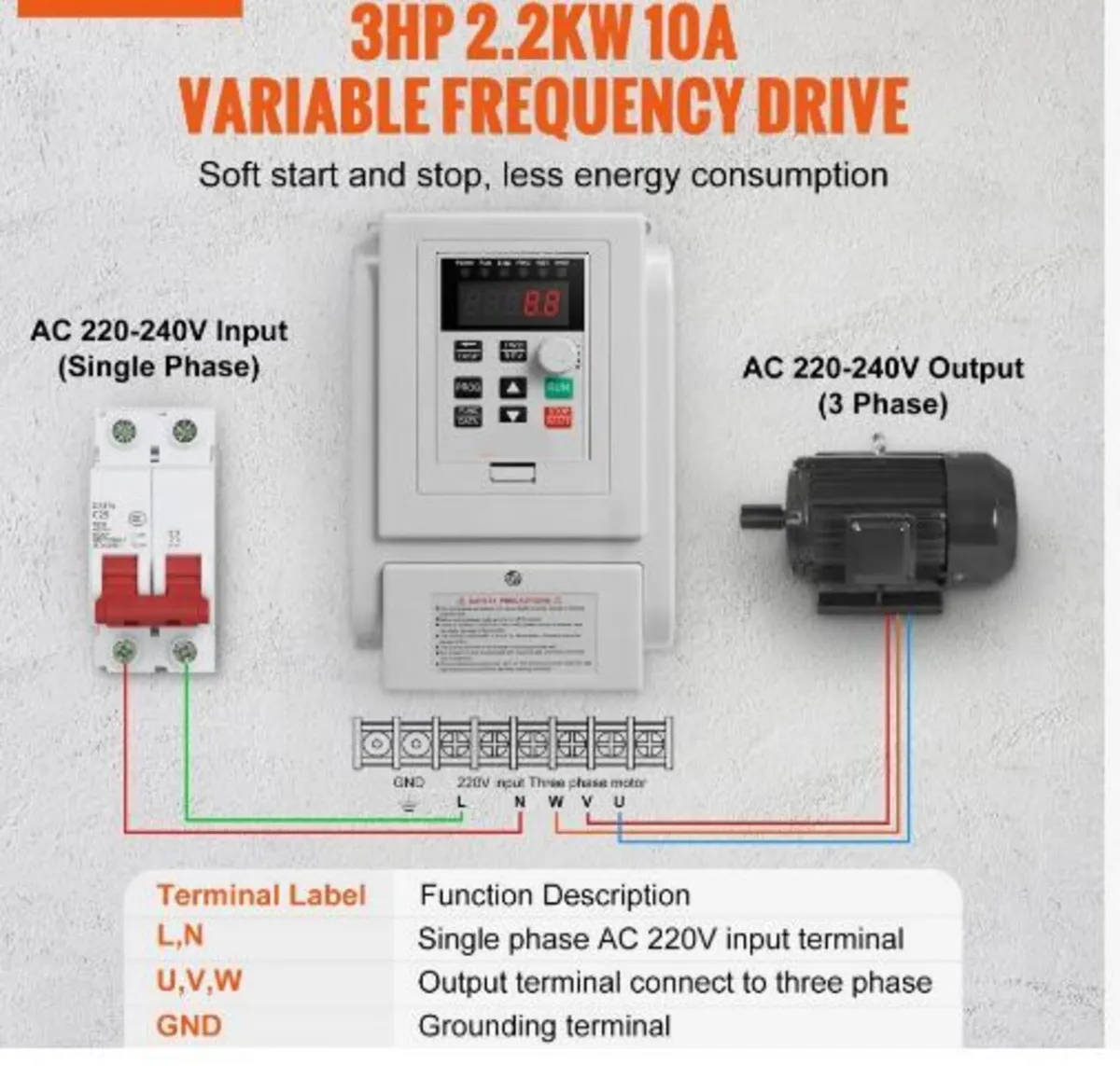 VFD 2.2KW 10A 3HP Variable Frequency Drive - Image 3