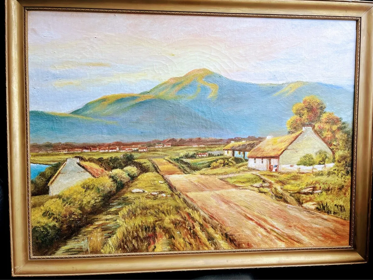 Oil painting rural landscape scene Donegal