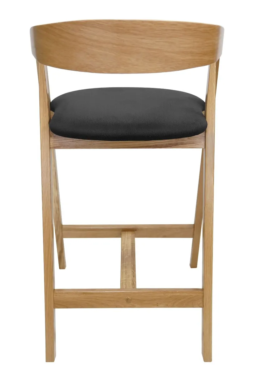 Nordic Oak Lounge Bar Stool with Upholstered Seat - Image 3