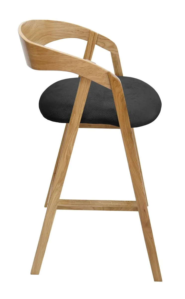 Nordic Oak Lounge Bar Stool with Upholstered Seat - Image 4