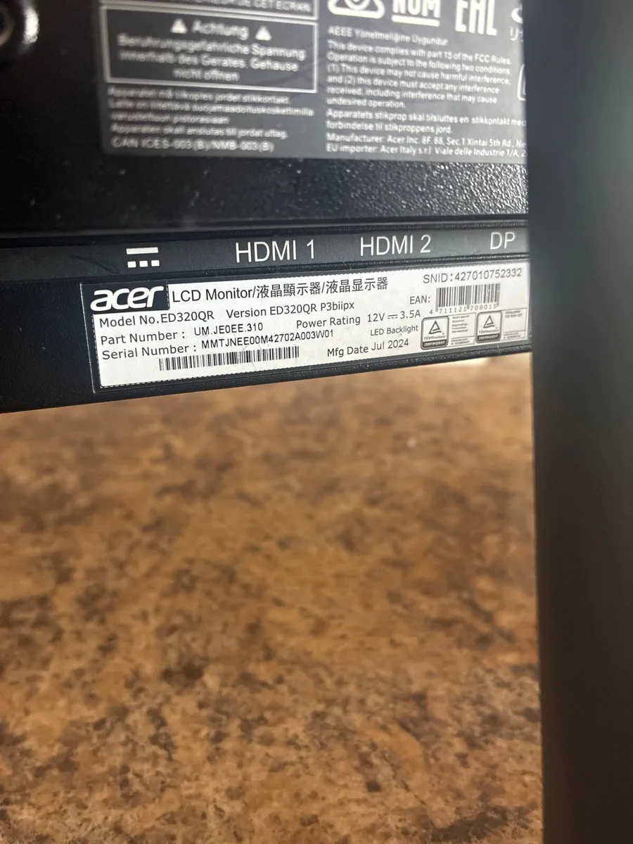 Acer 31.5” curved monitor fhd - Image 2