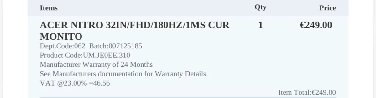 Acer 31.5” curved monitor fhd - Image 4