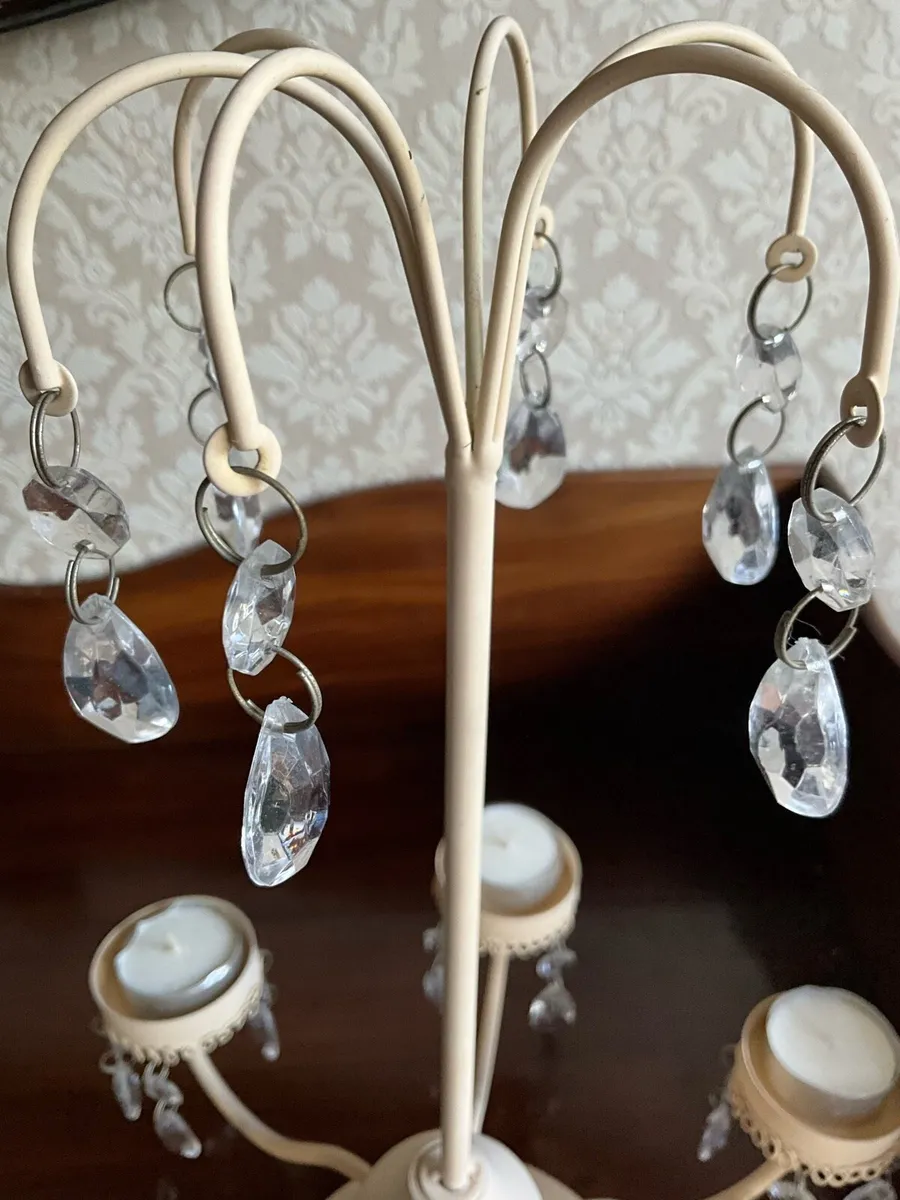 Tall 6 Light Crystal Table Candelabra - Image 2