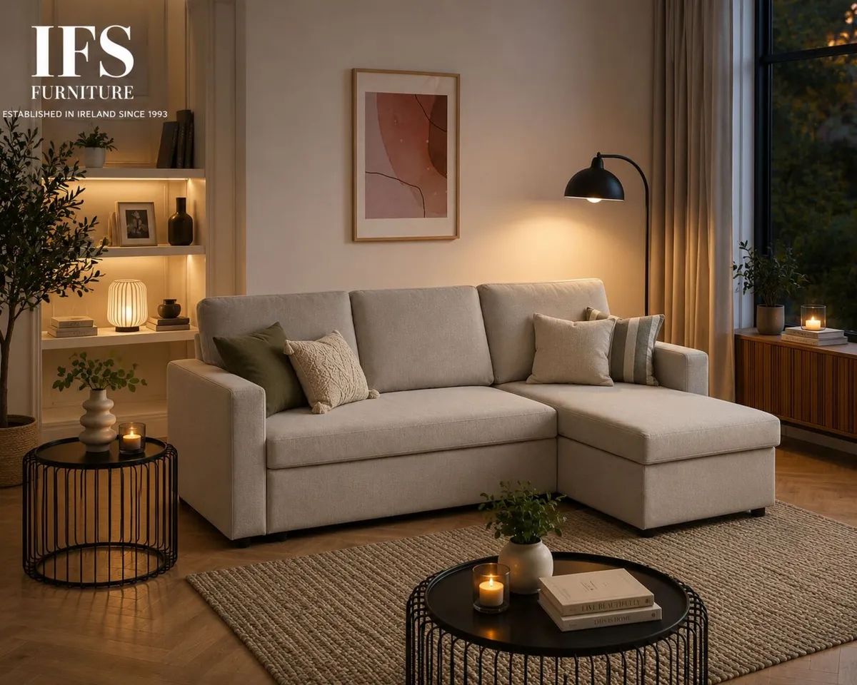 🔥 Chaise Sofa Bed with Storage –  Delivery avail - Image 1