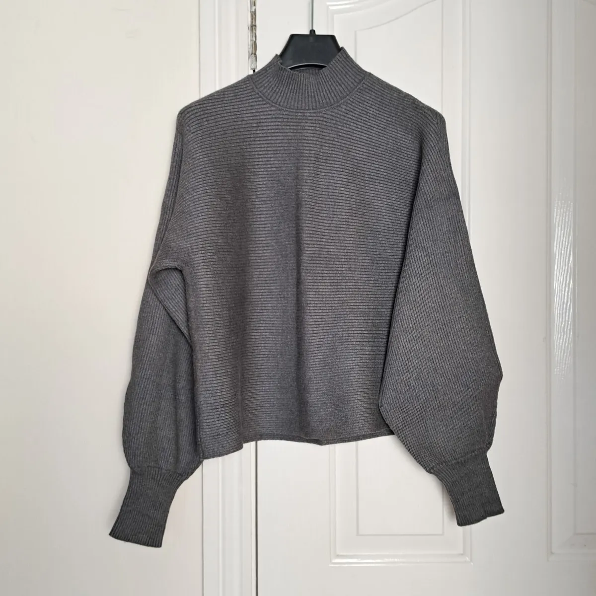Bershka Grey High Neck Sweater Jumper Size XS - Image 1