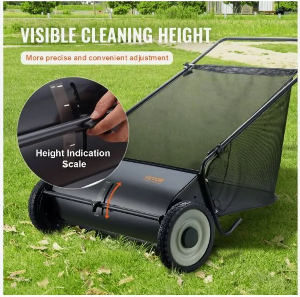 Push Lawn Sweeper, 26-inch Leaf & Grass - Image 2