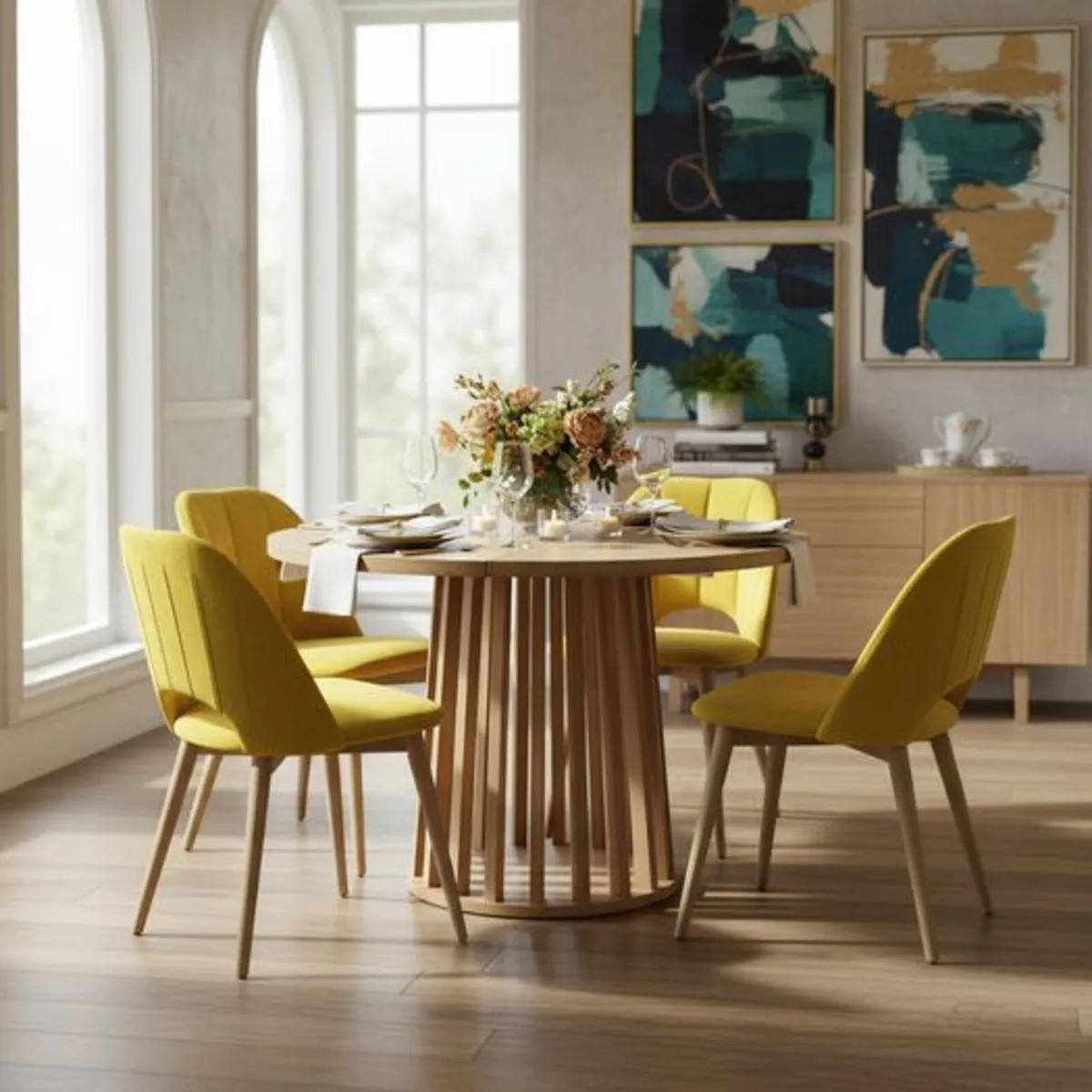 Tovo Extendable Round Table Laminated 100-140cm - Image 1