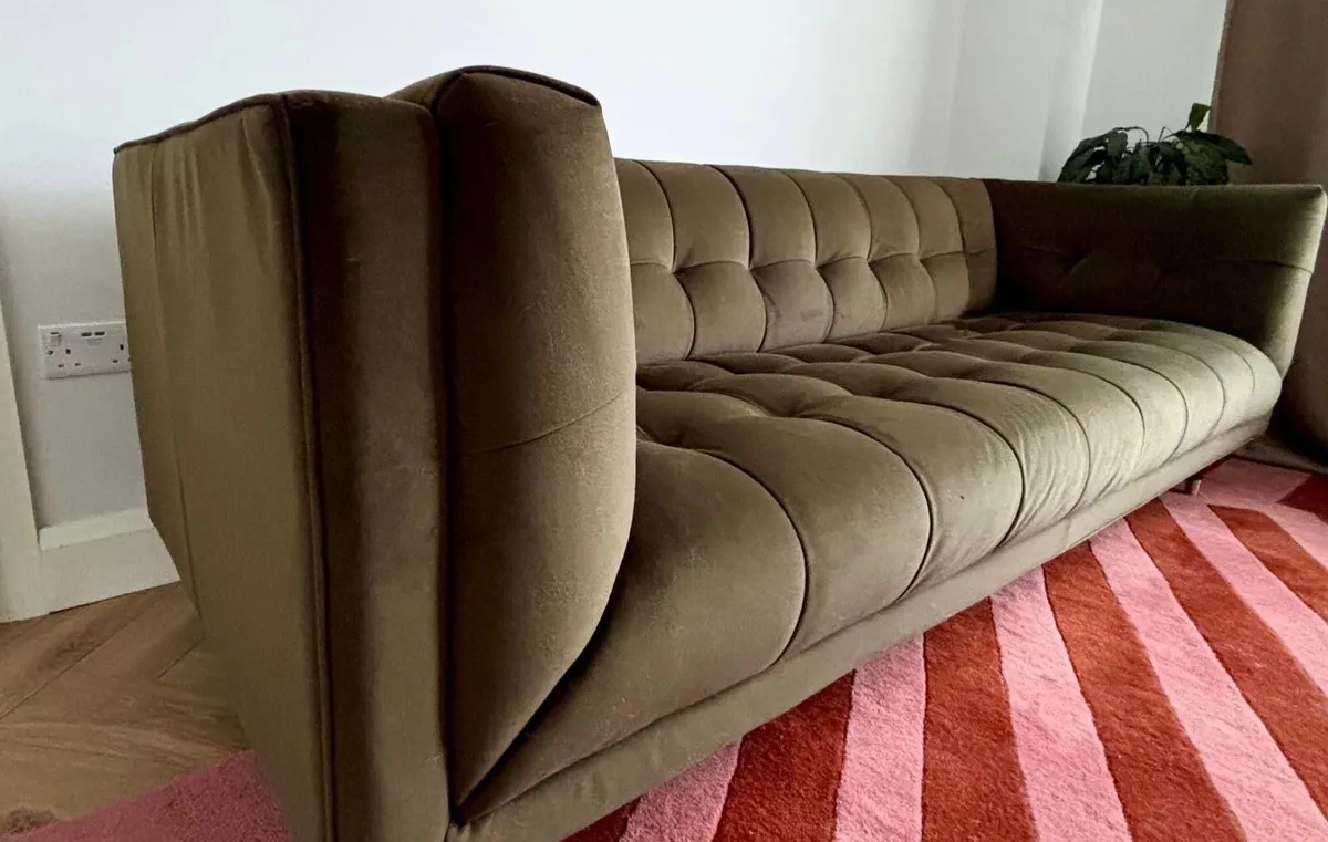 Olive Velvet Sofa - Image 1