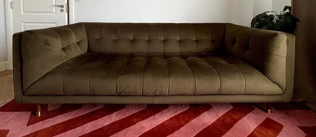 Olive Velvet Sofa - Image 3