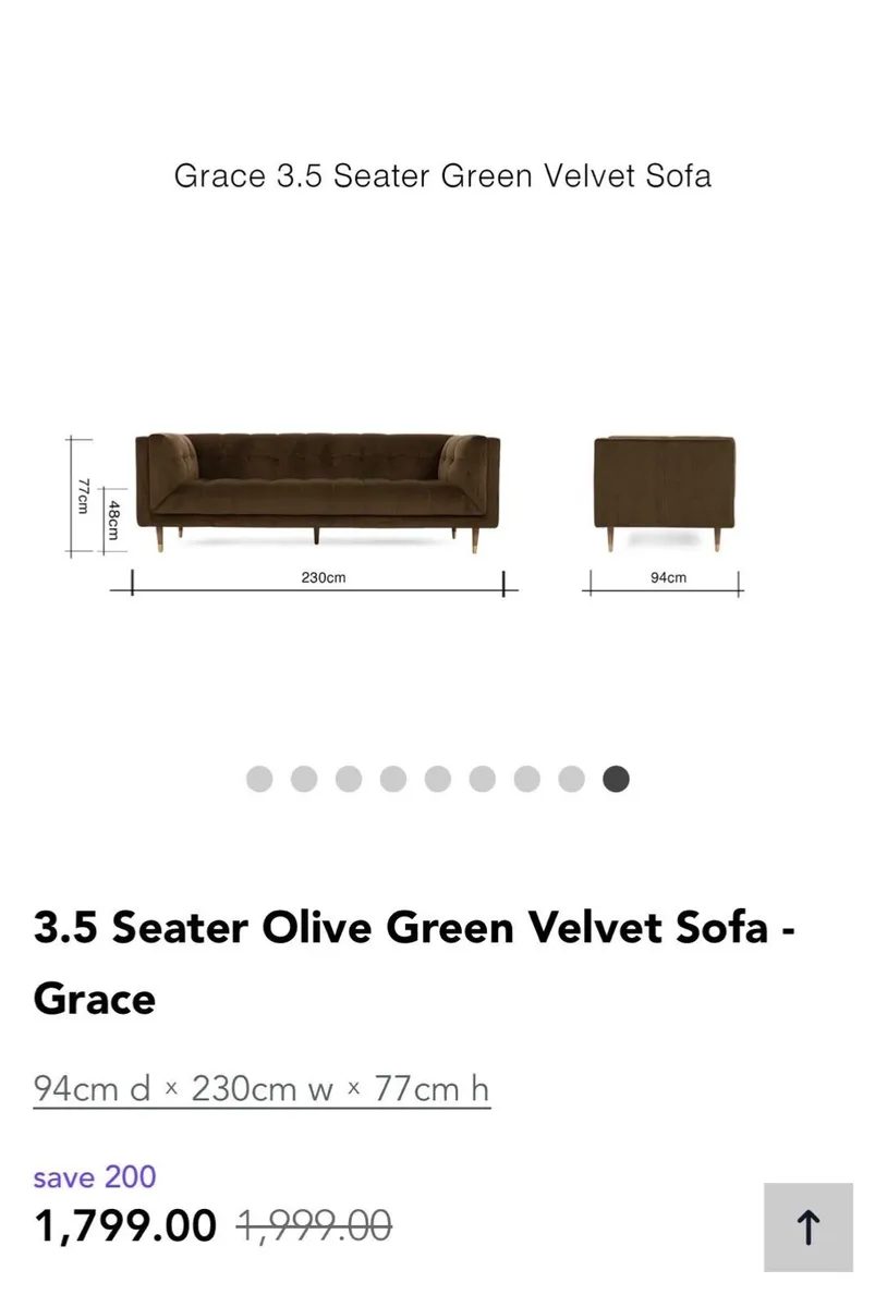 Olive Velvet Sofa - Image 4