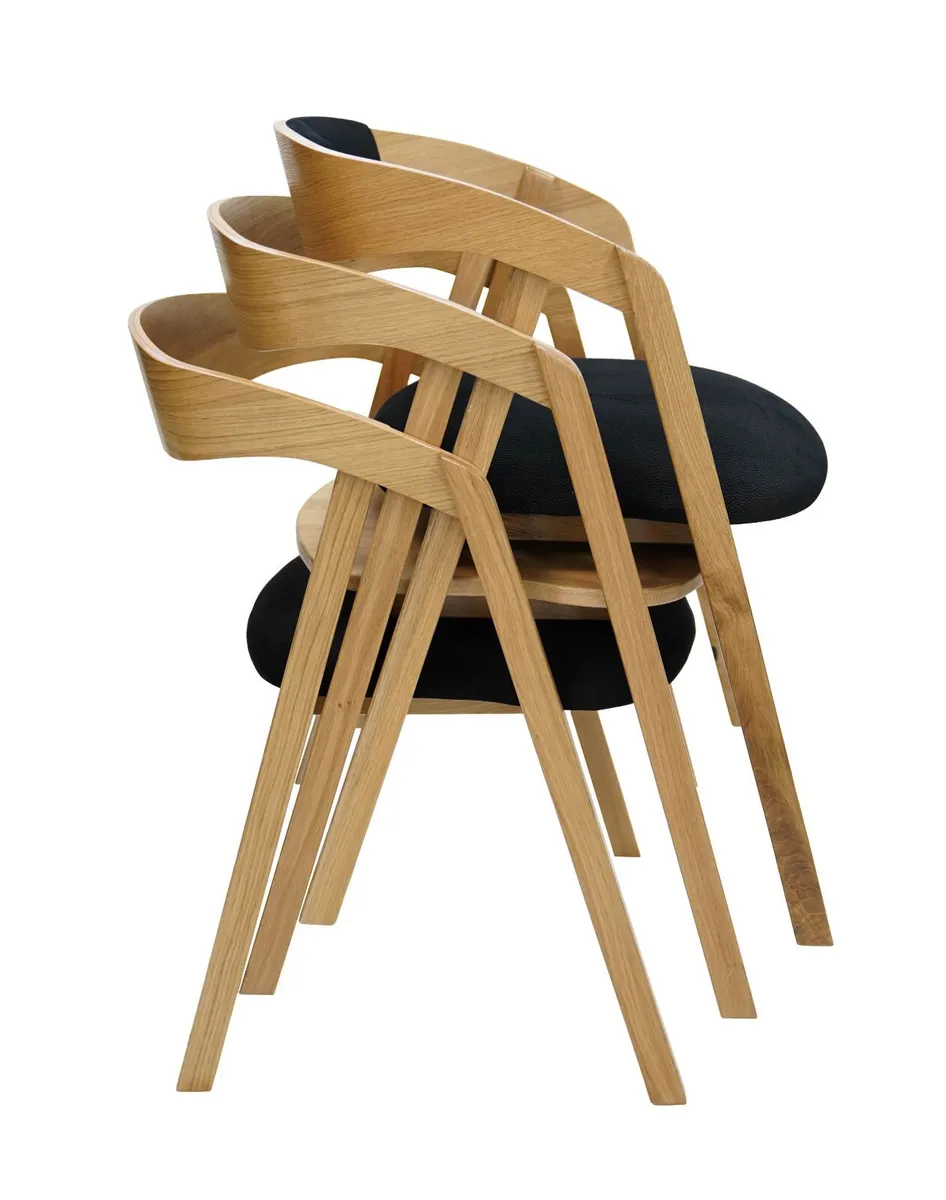 Oak Dining Armchair –  Plush Upholstered, Stackabl - Image 2