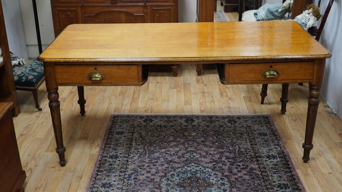 Antique Solid Oak Desk - Image 2