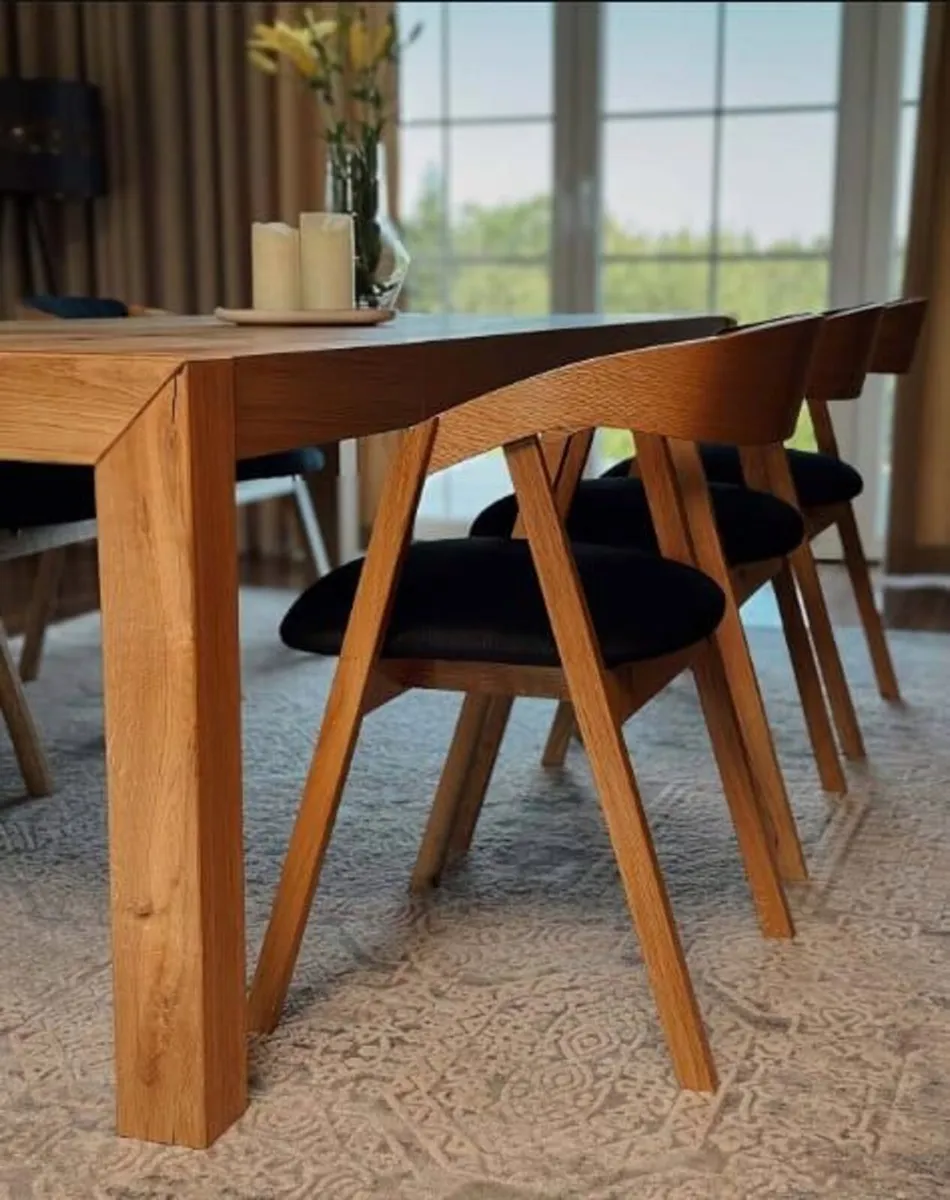 Oak Dining Armchair –  Plush Upholstered, Stackabl - Image 1