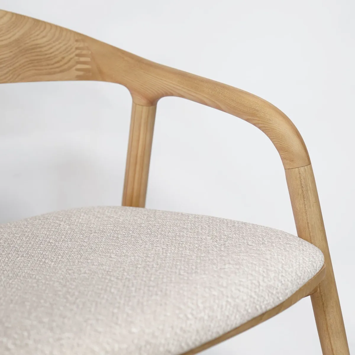Nara Japandi Ash Dining Chair with Armrests Sculpt - Image 2