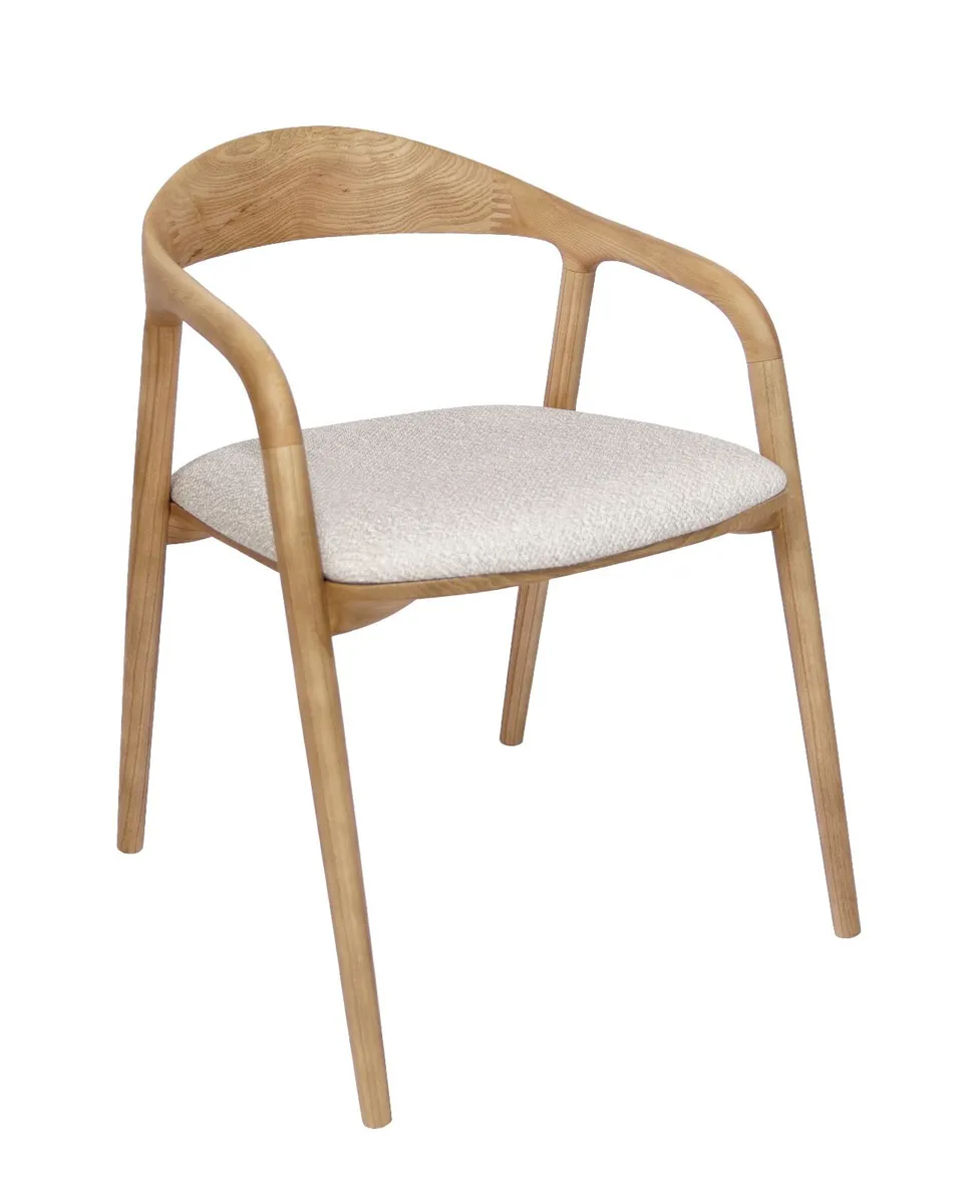 Nara Japandi Ash Dining Chair with Armrests Sculpt - Image 3