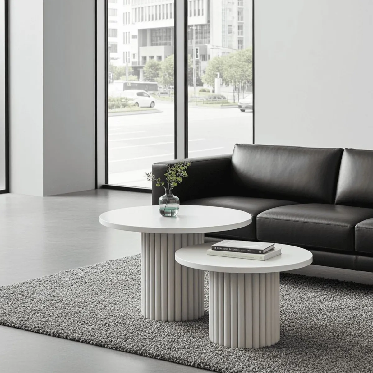 Modo Designer Ribbed Coffee Table Set - Image 3