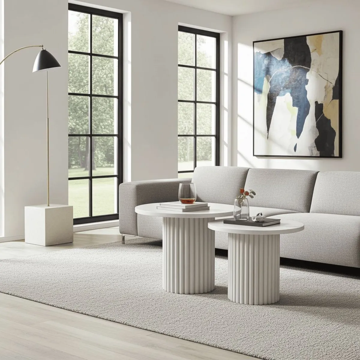 Modo Designer Ribbed Coffee Table Set - Image 1