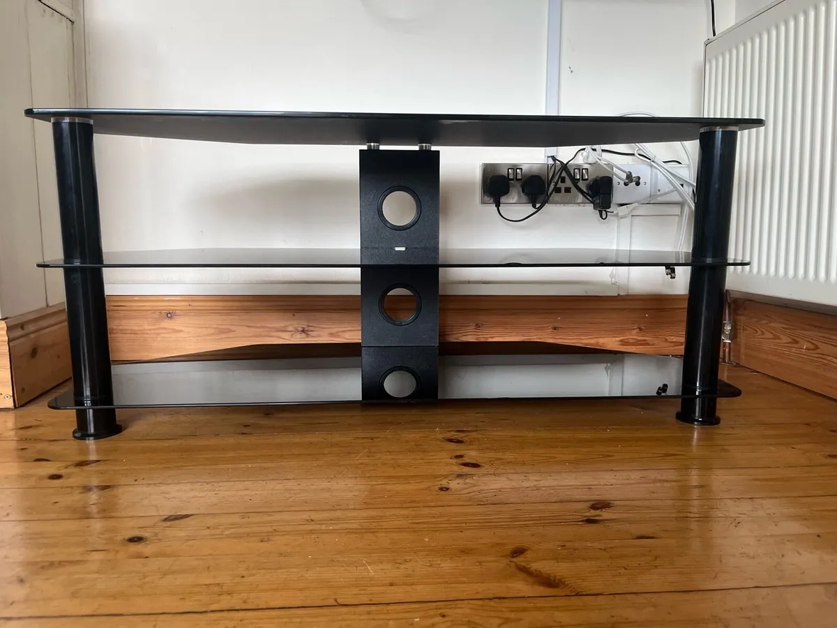 Black glass tv stand - Image 1