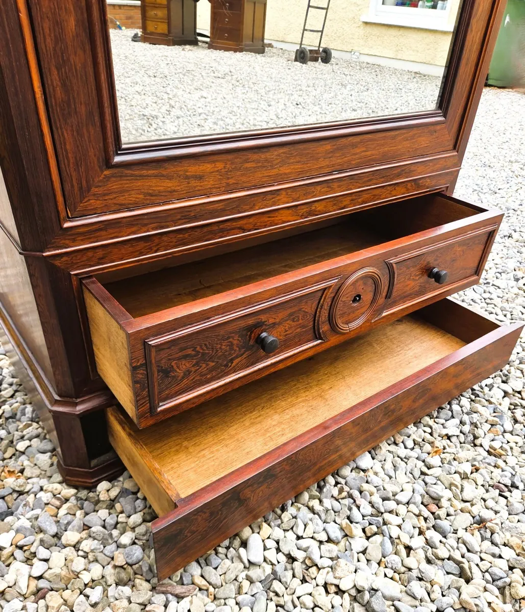 Antique French Rosewood Armoire - Circa 1890 - Image 4