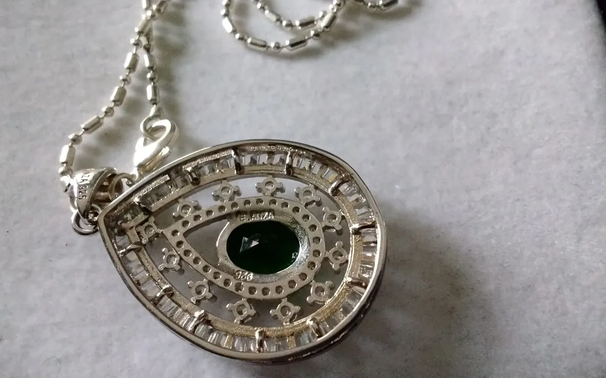 Stg silver green diopside & topaz pendant 30"drop - Image 4