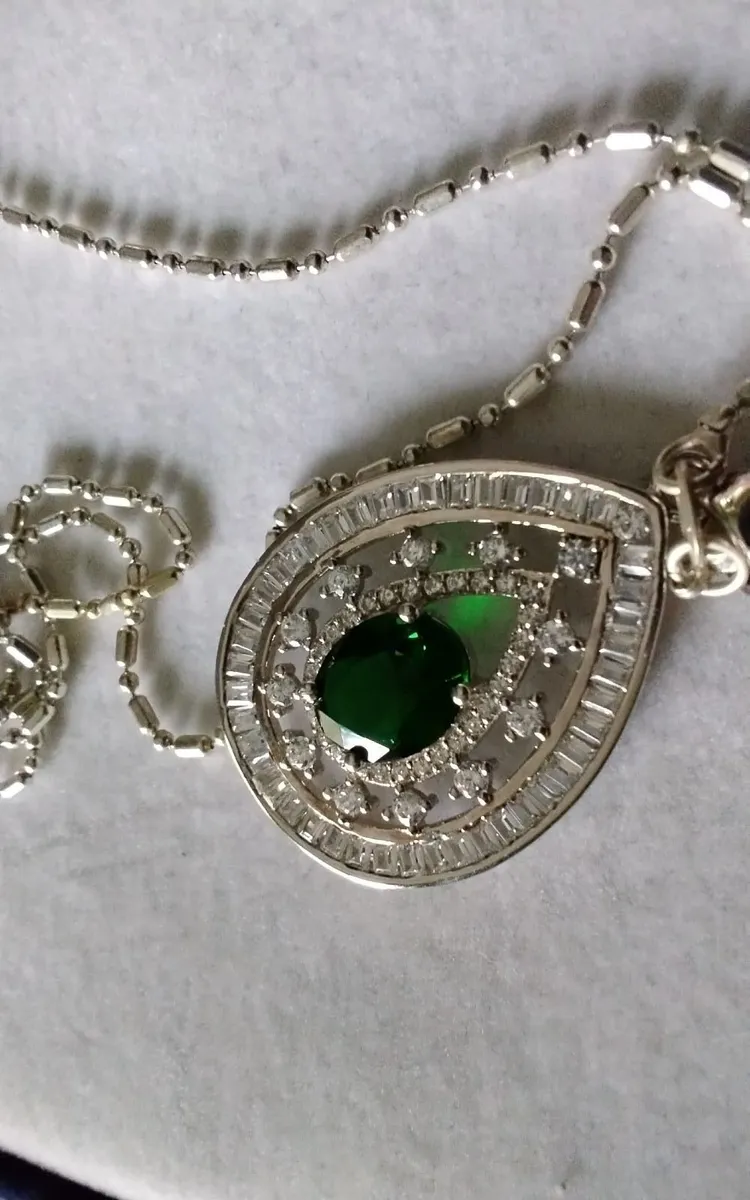 Stg silver green diopside & topaz pendant 30"drop - Image 2