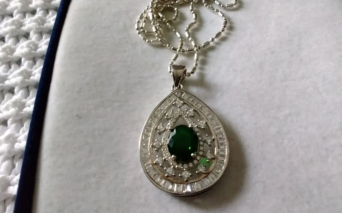 Stg silver green diopside & topaz pendant 30"drop - Image 3