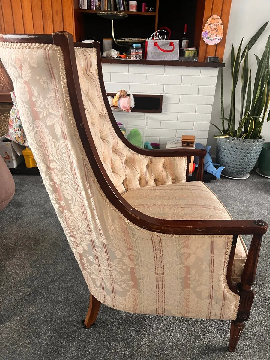 Vintage Bergère Style Wingback Armchair - Image 2