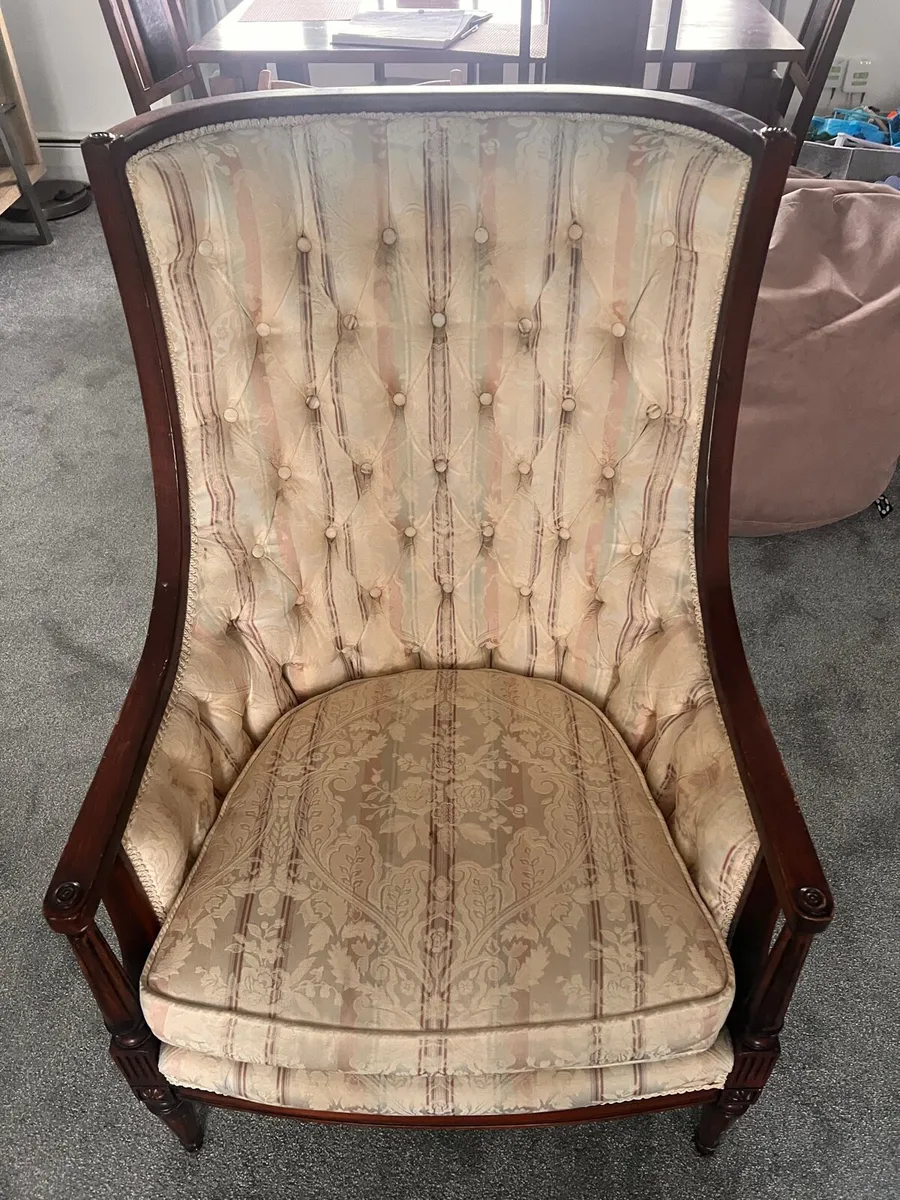 Vintage Bergère Style Wingback Armchair - Image 4
