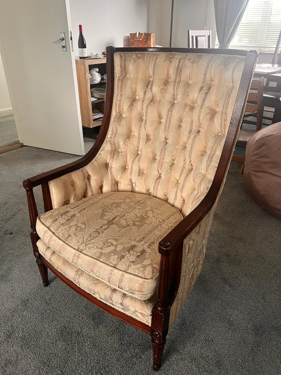 Vintage Bergère Style Wingback Armchair - Image 1
