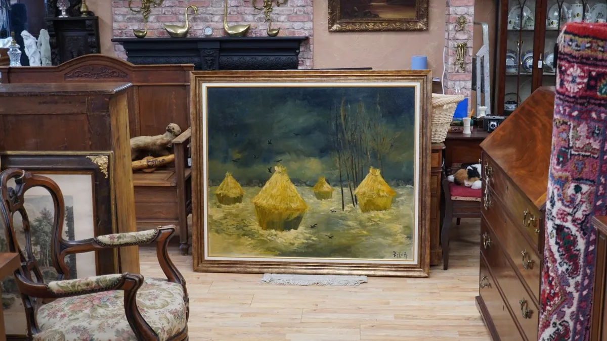 Large Continental Oil Painting - Image 1
