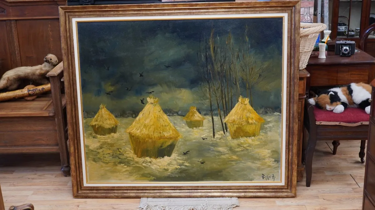 Large Continental Oil Painting - Image 2