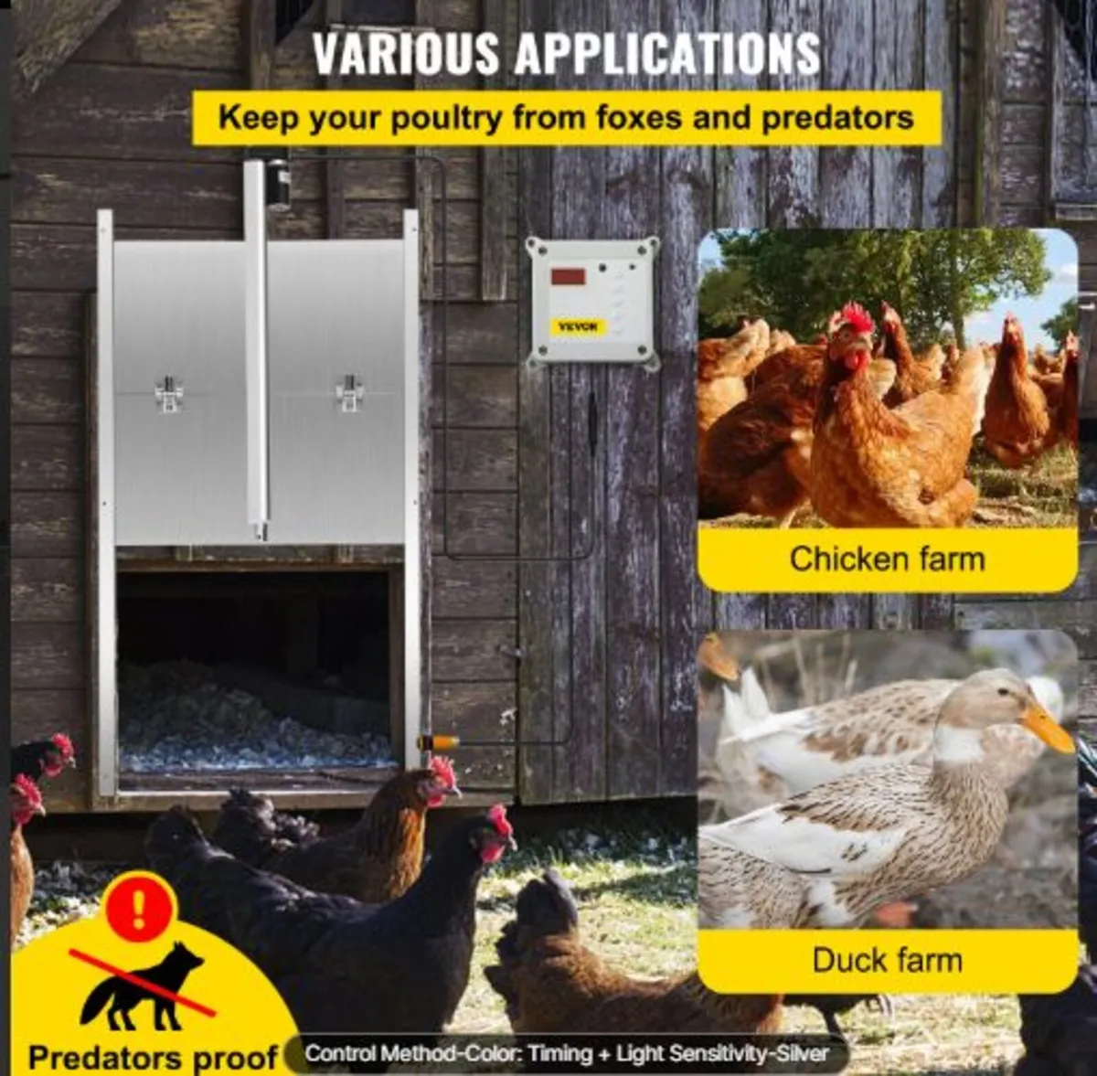 Automatic Chicken Coop Door,Timer and Light Senso - Image 3