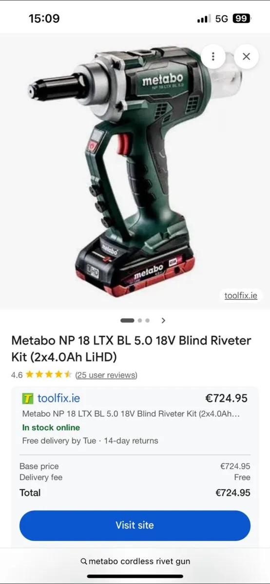 Metabo cordless rivet gun with 5.5 - Image 1