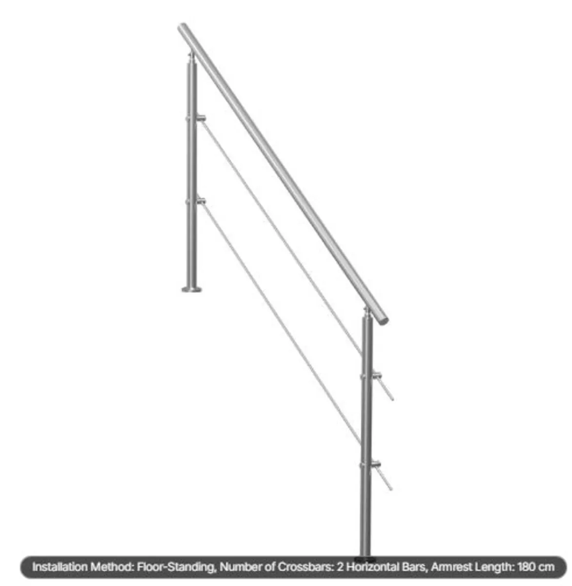 180.1 cm Handrails for Outdoor Steps 2 Crossbars - Image 4