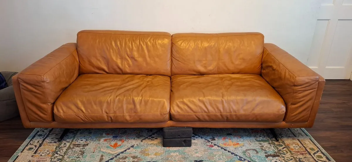 Brown leather sofa - Image 1