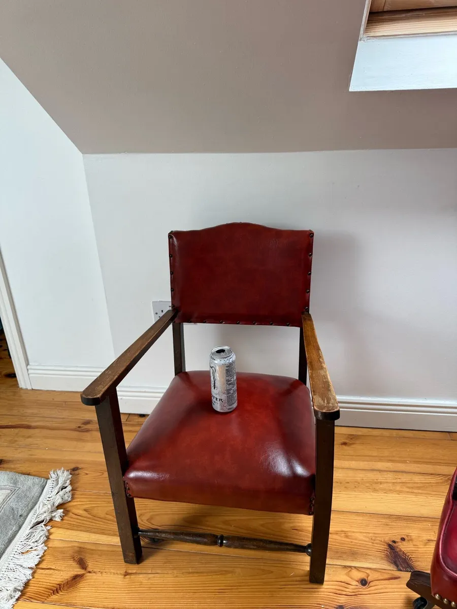real leather oxblood chair - Image 2