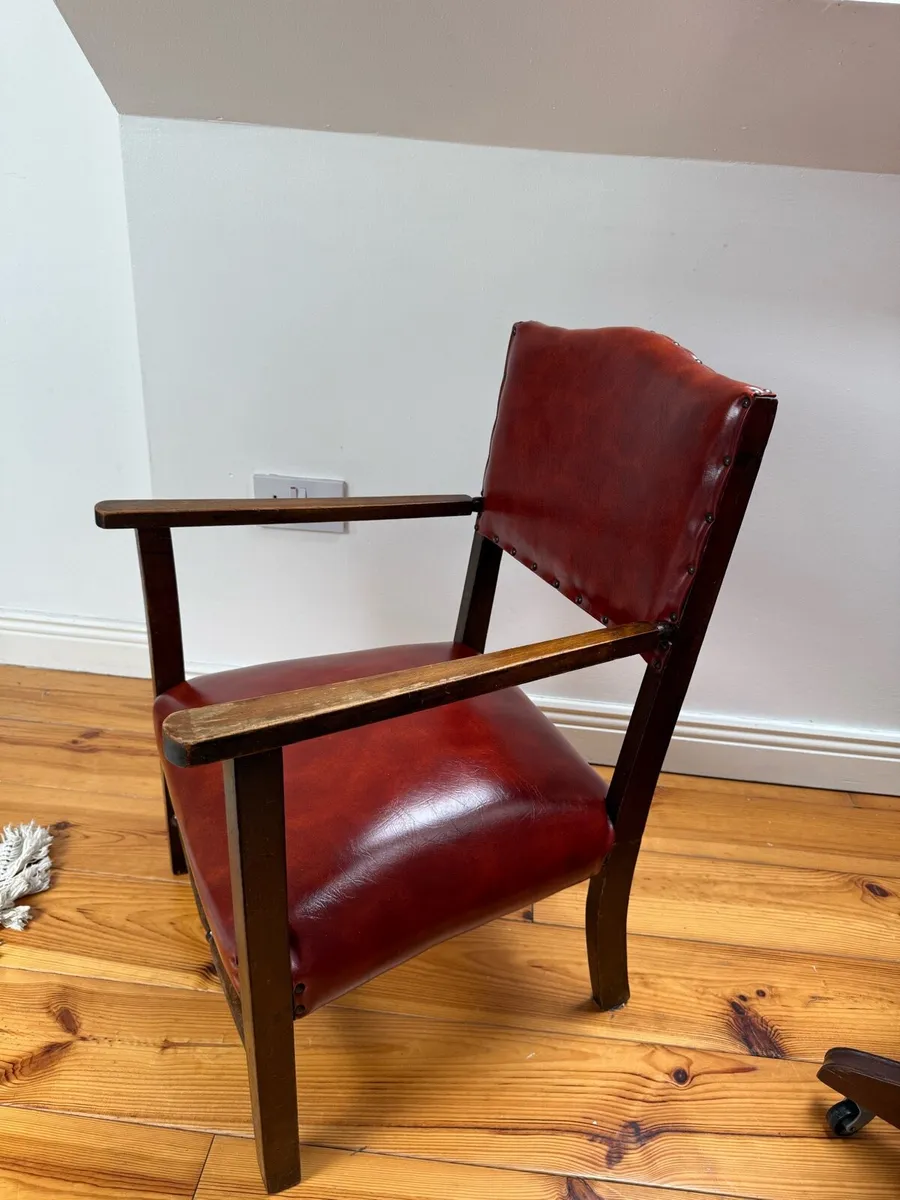 real leather oxblood chair - Image 4